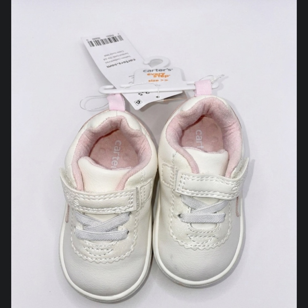 NWT Carter's Soft White and Light Pink Baby sneakers